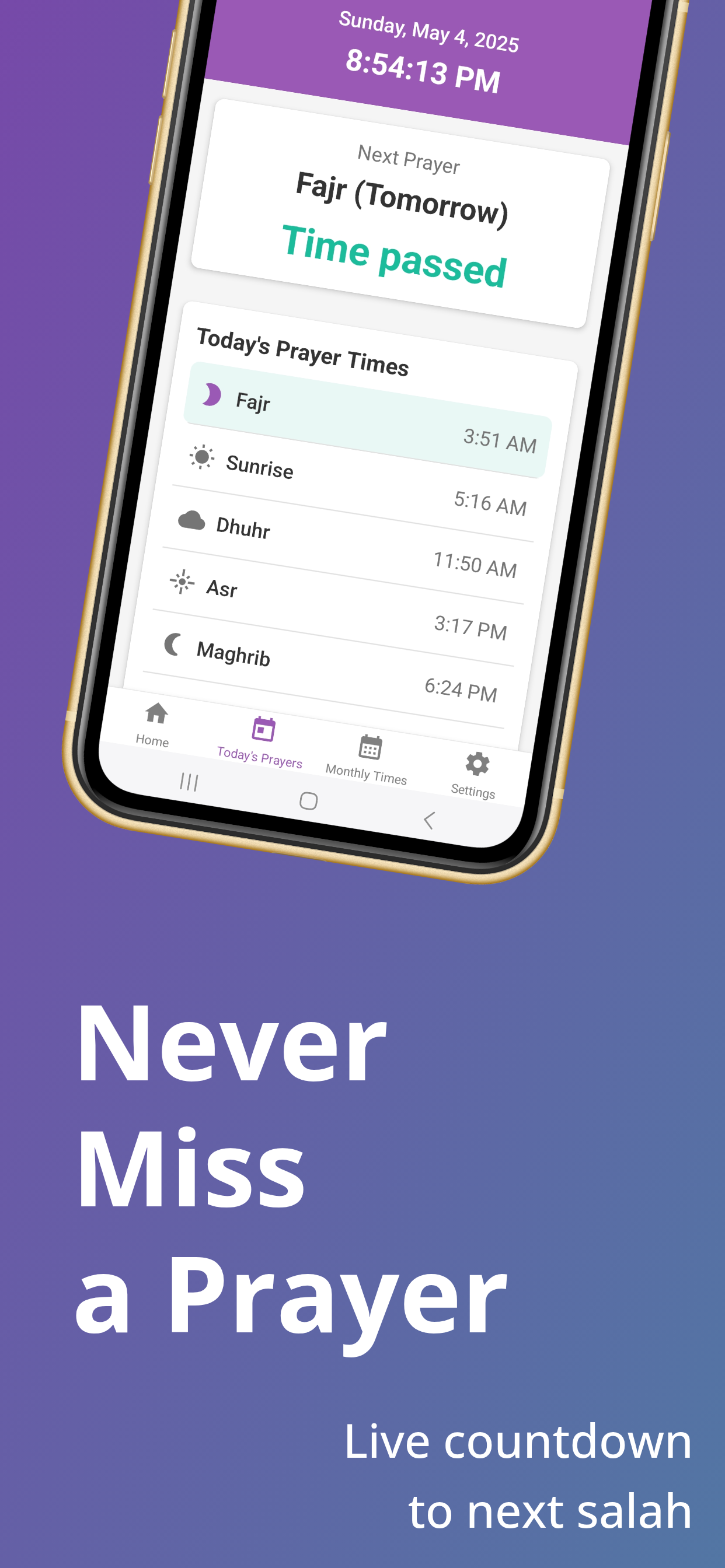 Prayer Settings Screen